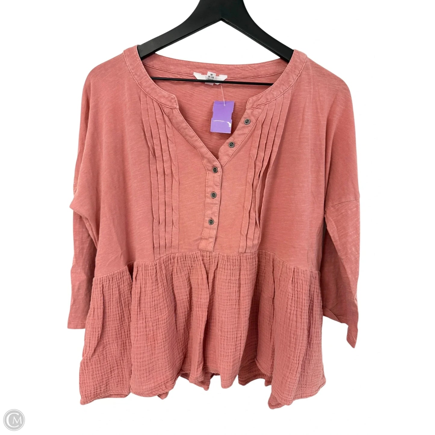 Top Long Sleeve By Time And Tru In Pink, Size: M