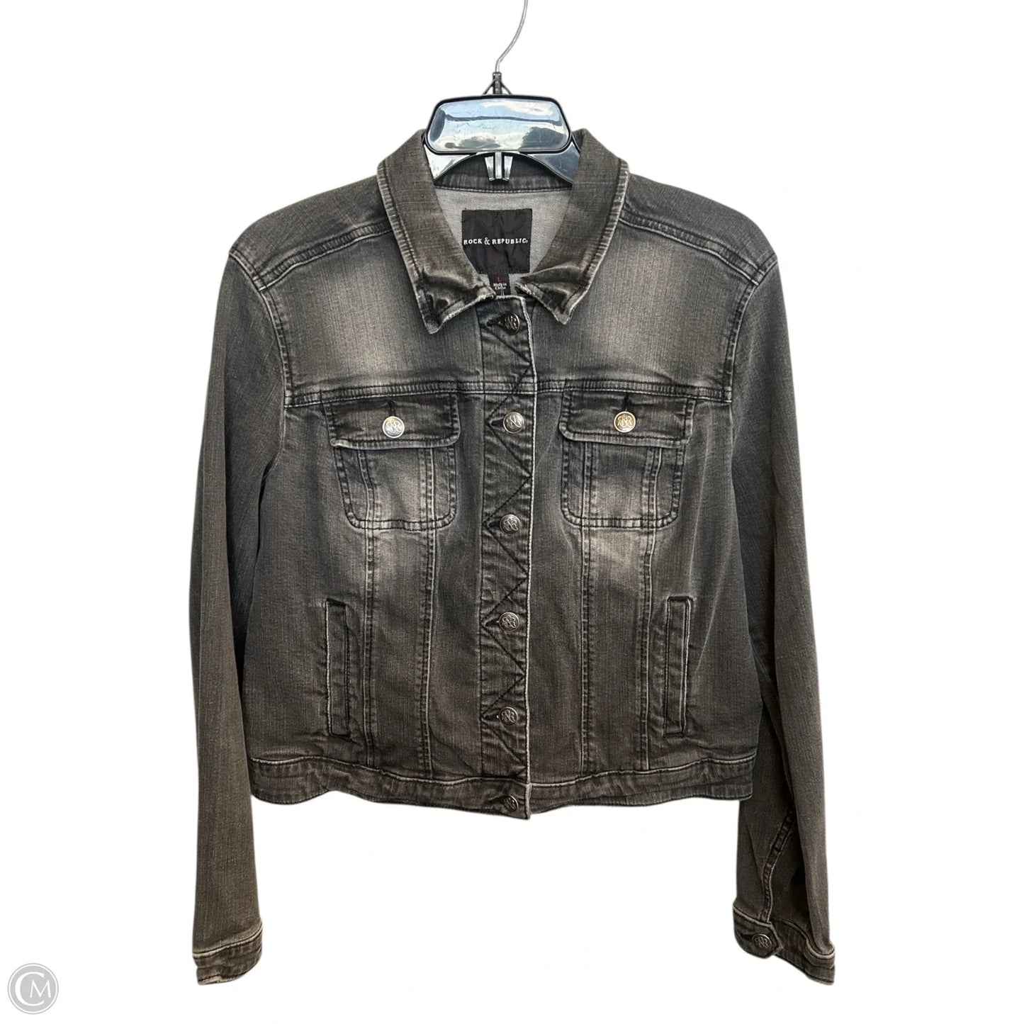 Jacket Denim By Rock And Republic In Black Denim, Size: L