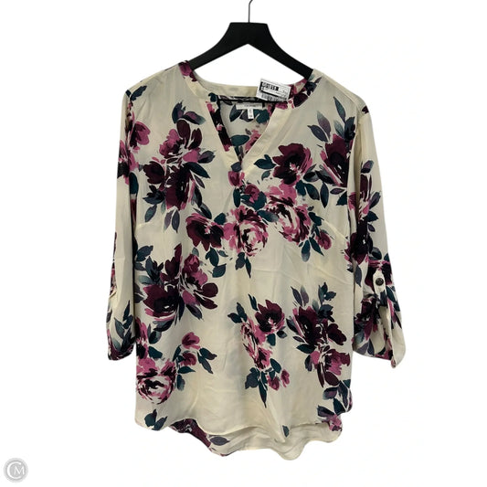 Top Long Sleeve By Maurices In Cream & Purple, Size: Xl