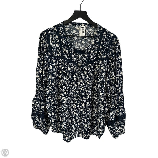Top Long Sleeve By Maurices In Blue & White, Size: L