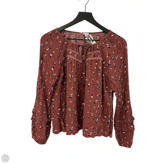 Top Long Sleeve By Hem & Thread In Pink, Size: M