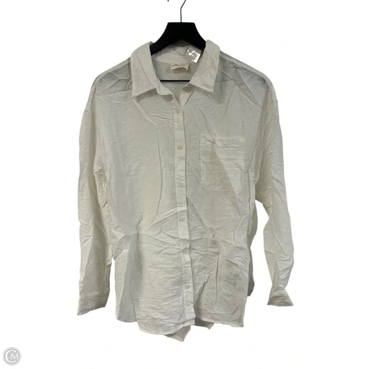 Blouse Long Sleeve By Clothes Mentor In White, Size: M