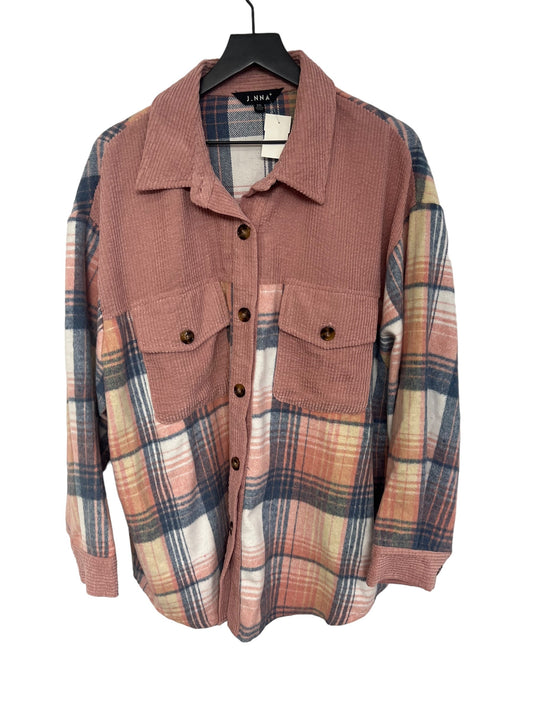 Jacket Shirt By Clothes Mentor In Pink, Size: 2x