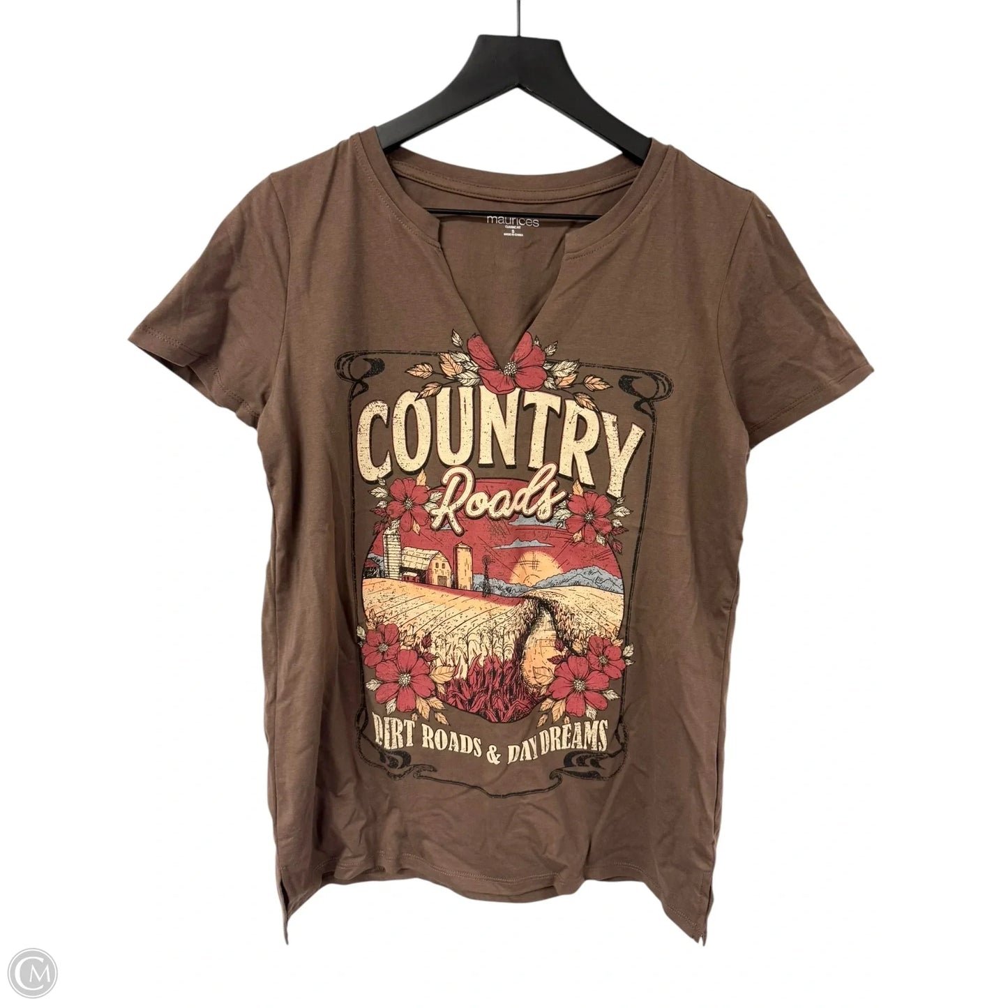 Top Short Sleeve Basic By Maurices In Brown, Size: S