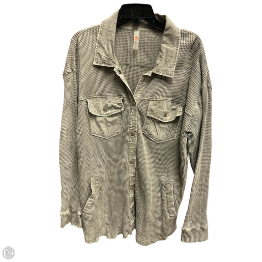 Jacket Shirt By Mono B In Grey, Size: L