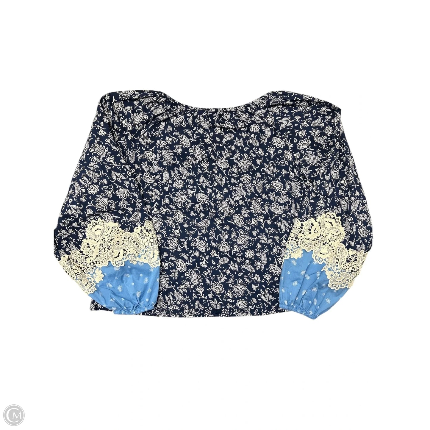 Top Long Sleeve By Loft In Blue & White, Size: S