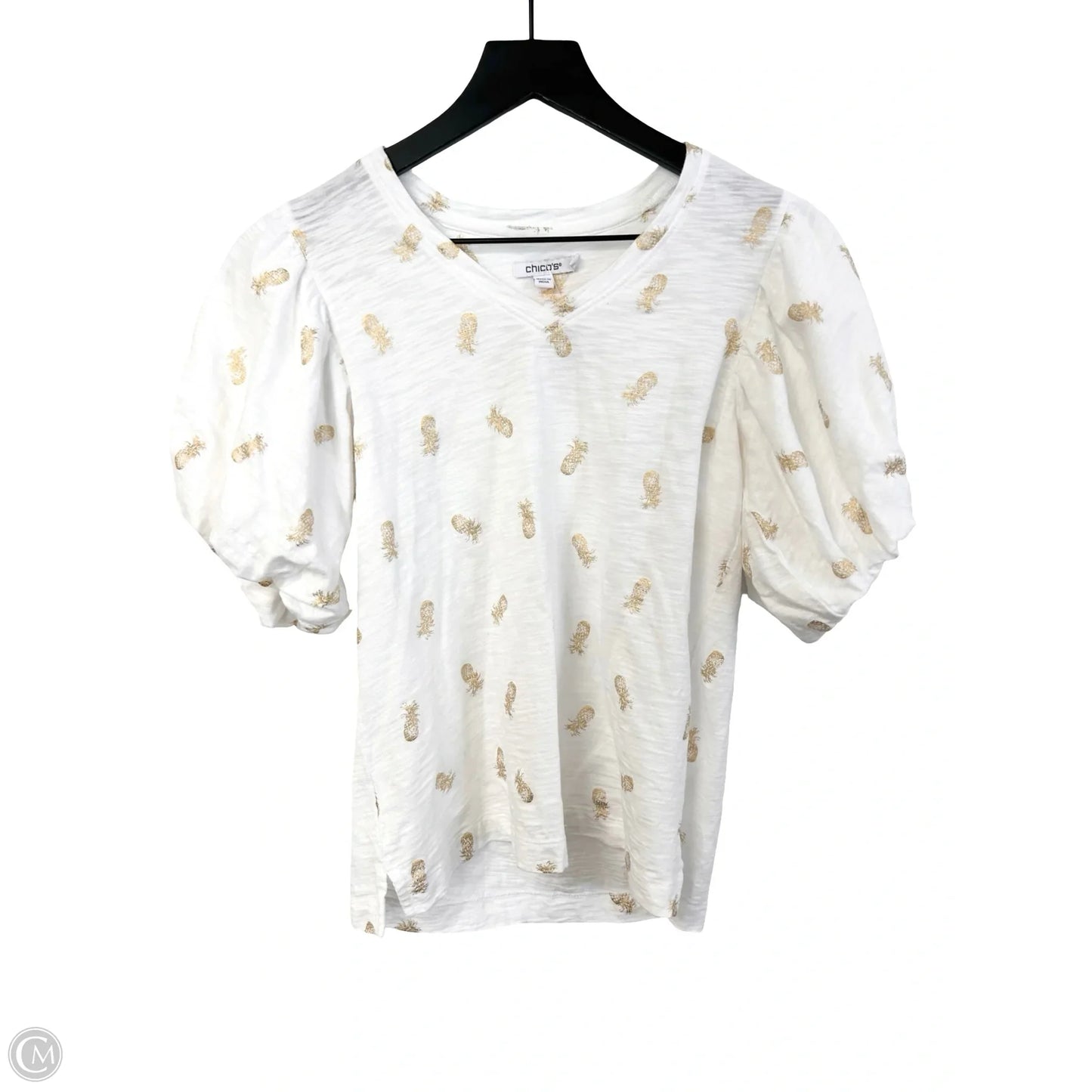 Top Short Sleeve By Chicos In White, Size: S
