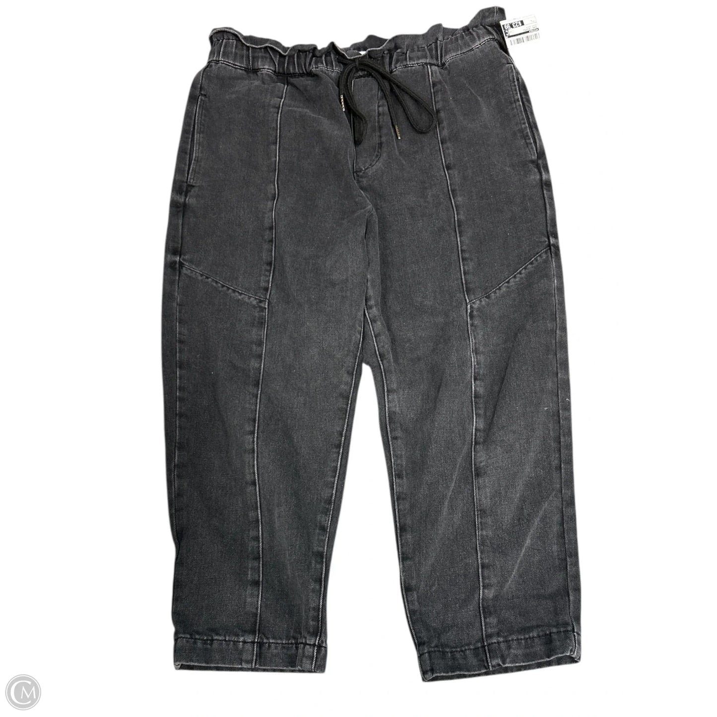 Jeans Cropped By Pistola In Black Denim, Size: L