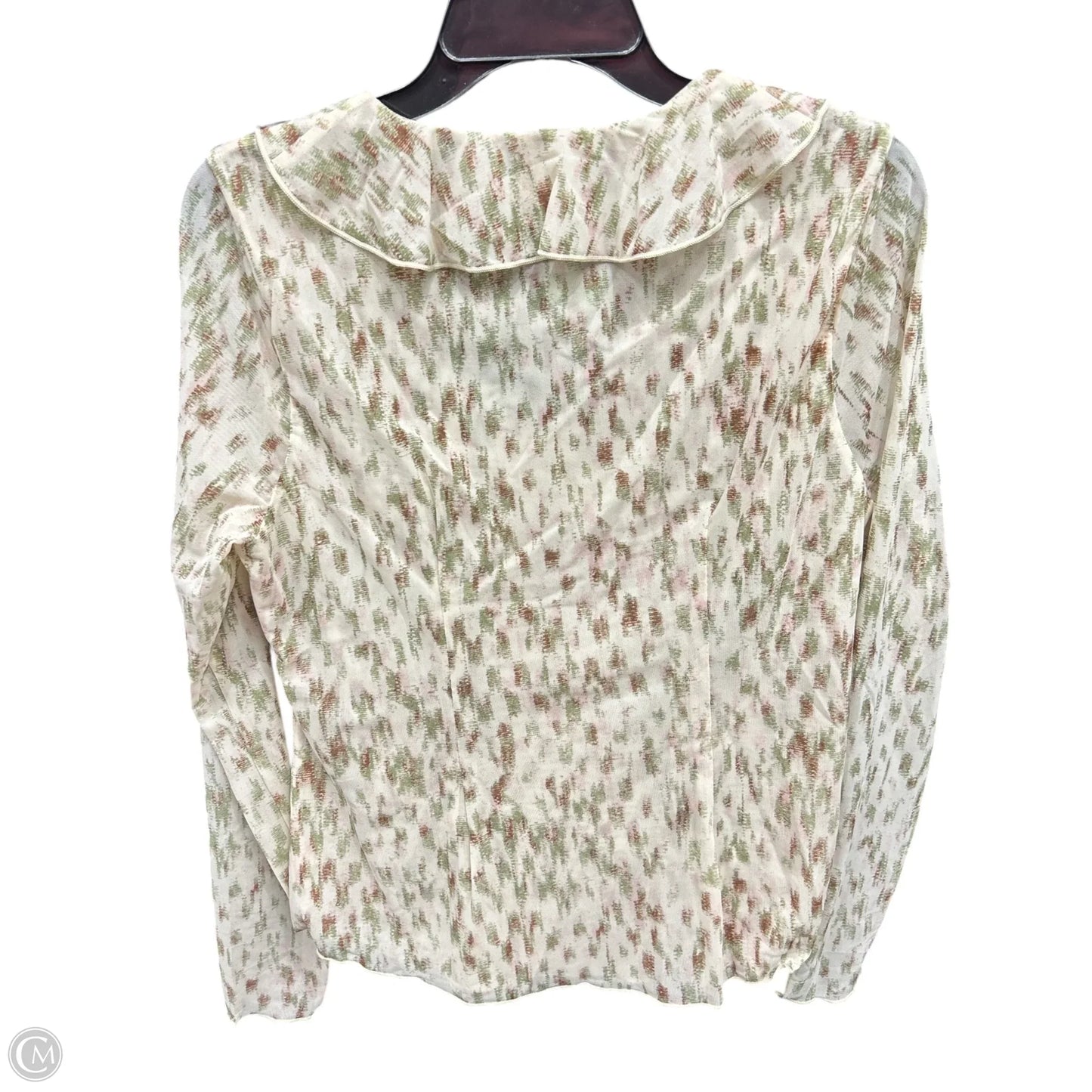 Top Long Sleeve By Cabi In Cream & Green, Size: M