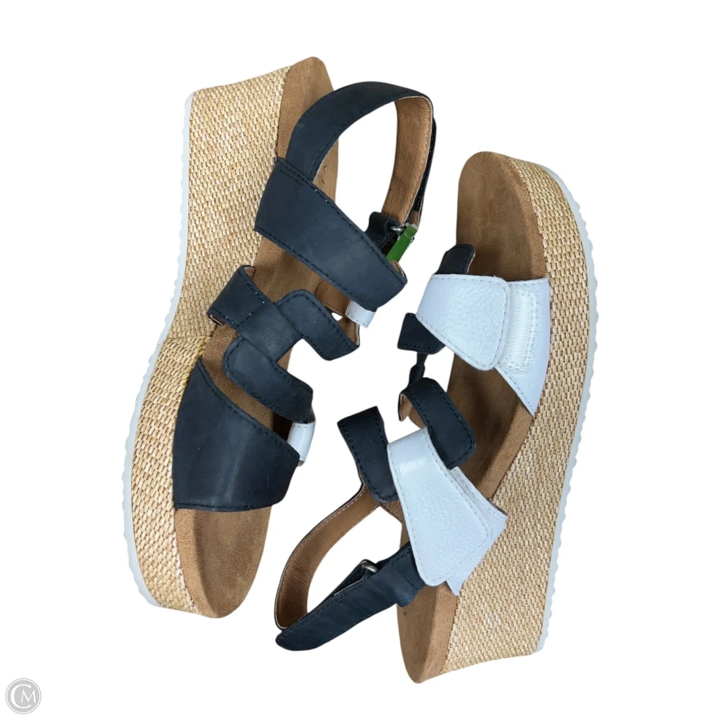 Sandals Heels Wedge By Cmb In Black & White, Size: 8
