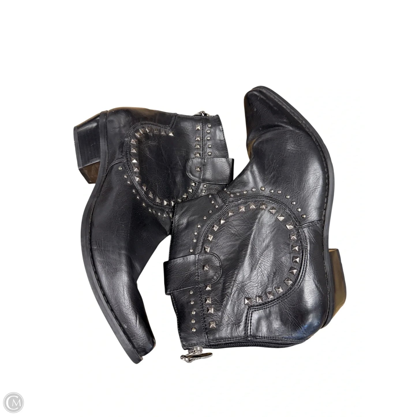 Boots Ankle Heels By Clothes Mentor In Black, Size: 8.5
