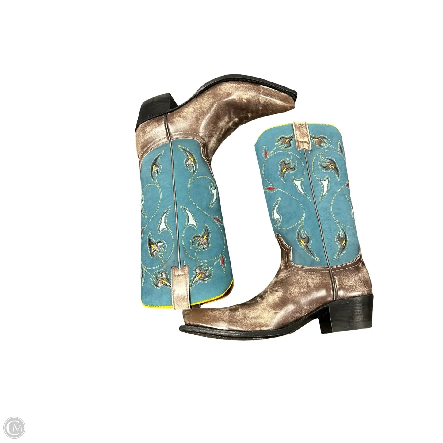 Boots Designer By Frye In Blue & Brown, Size: 8