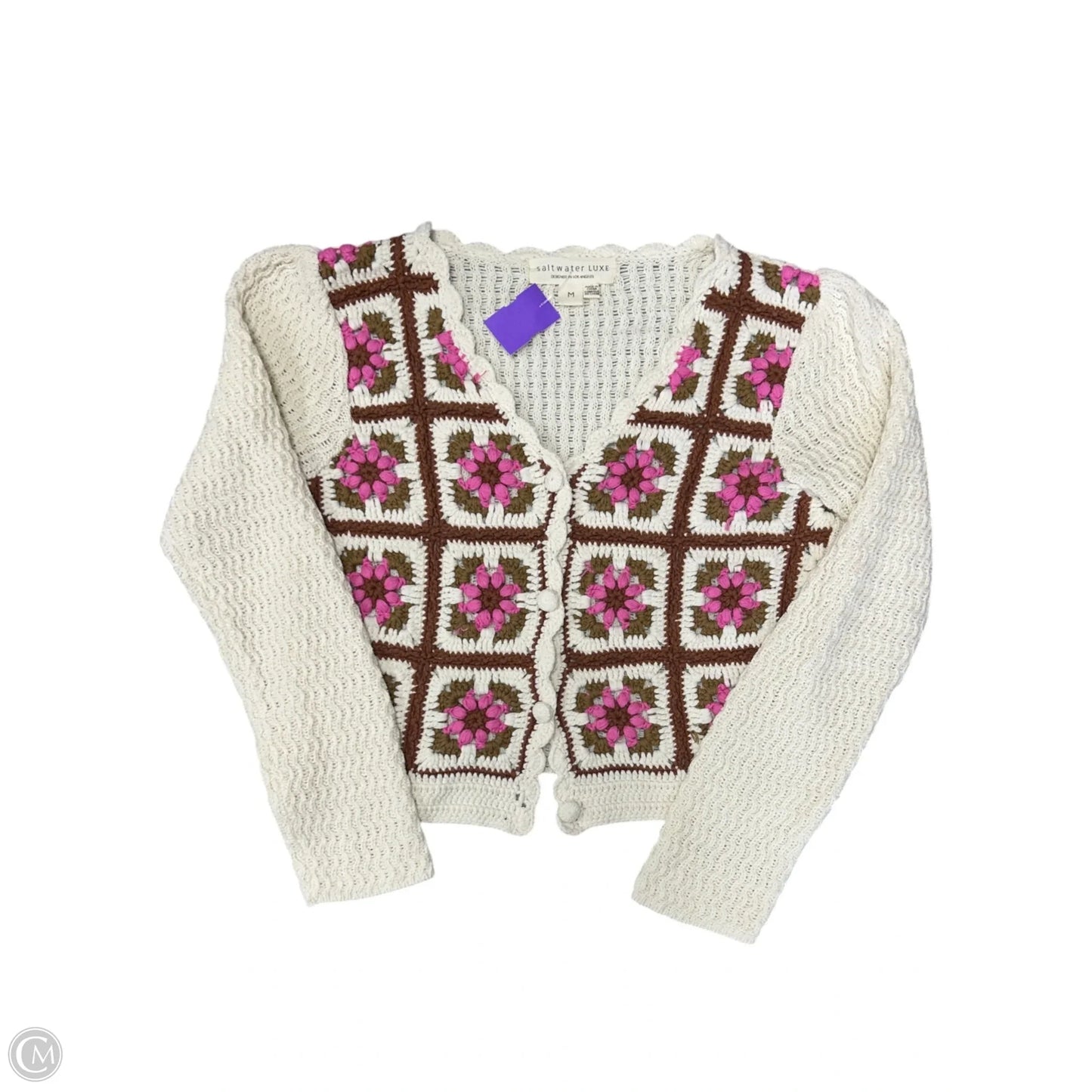 Sweater Cardigan By Saltwater Luxe In Cream, Size: M