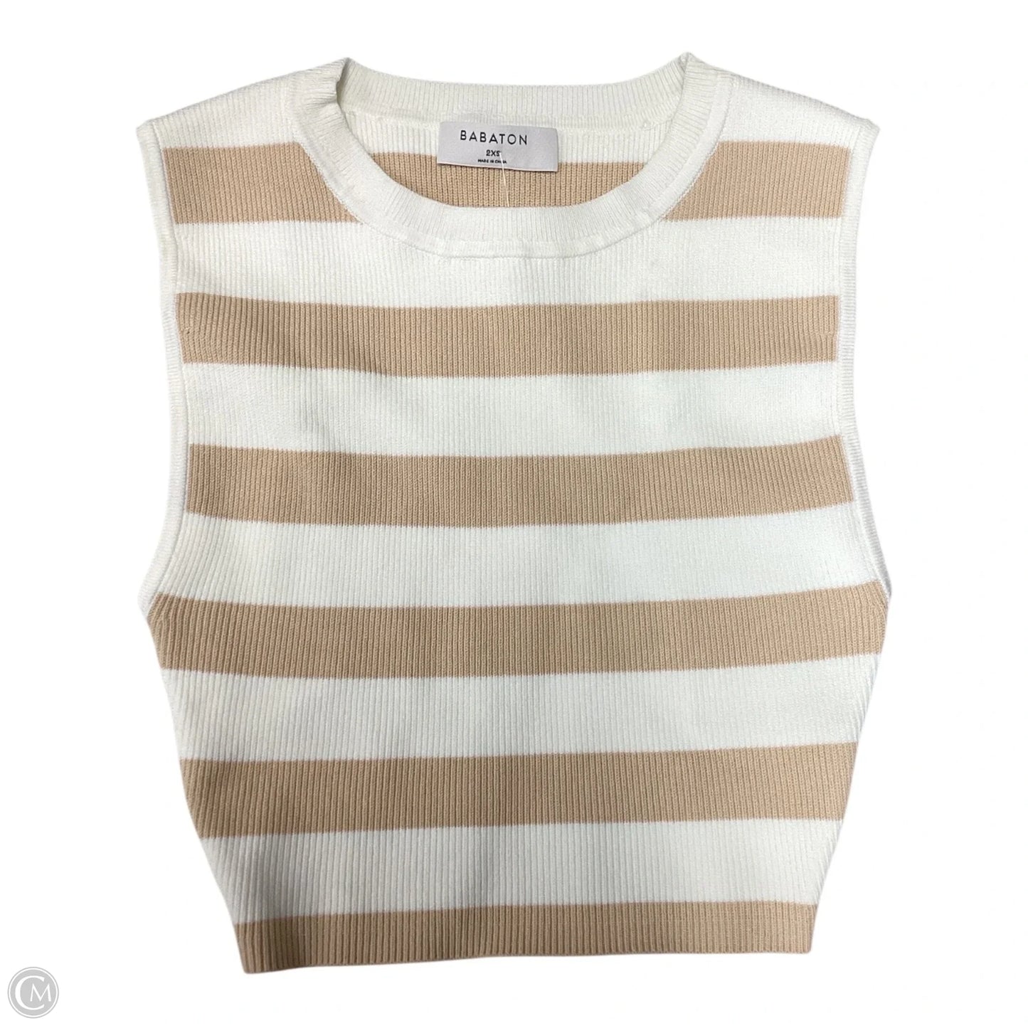 Top Sleeveless By Babaton In Tan & White, Size: Xxs