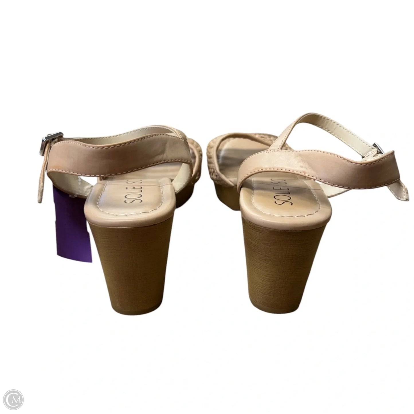 Sandals Heels Block By Sole Society In Tan, Size: 7