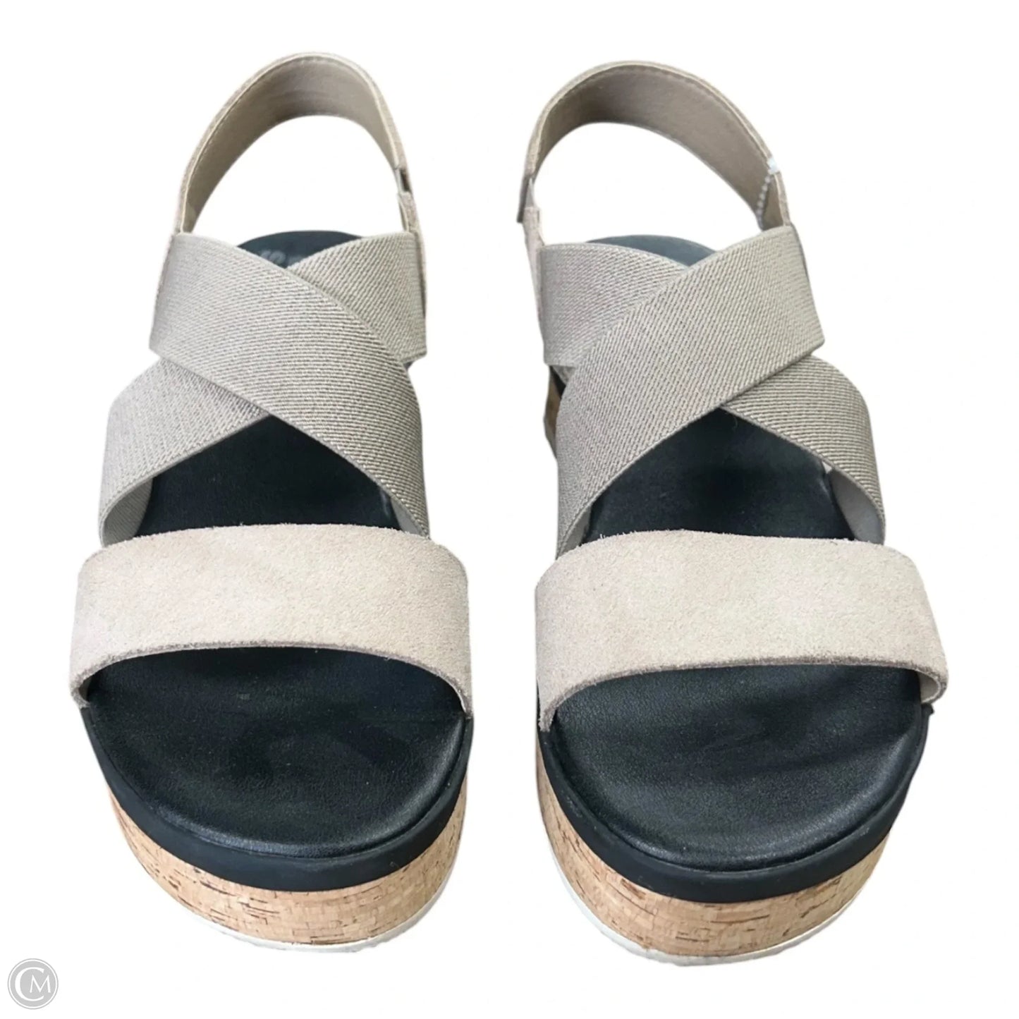 Sandals Heels Platform By Sorel In Black & Tan, Size: 7.5