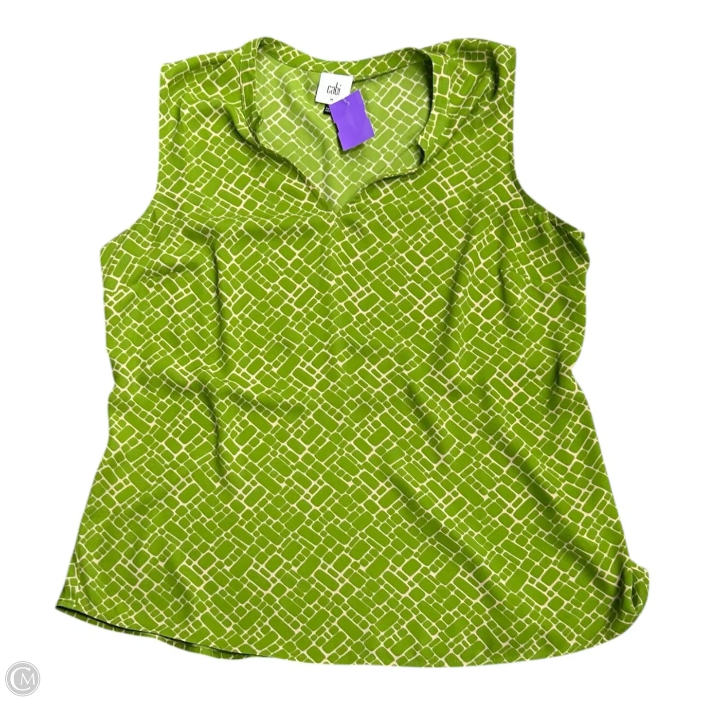 Top Sleeveless By Cabi In Green & Tan, Size: M