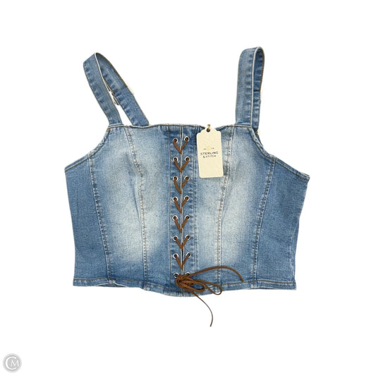 Top Sleeveless By Cmc In Blue Denim, Size: L