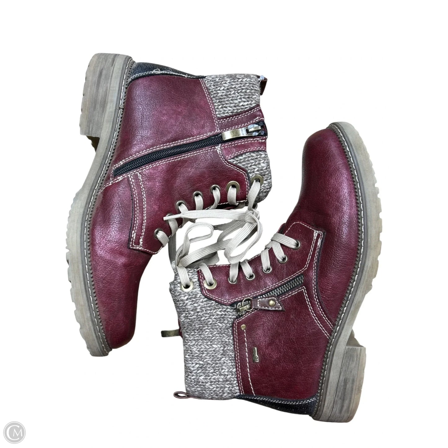 Boots Ankle Flats By Spring Step In Maroon, Size: 10.5