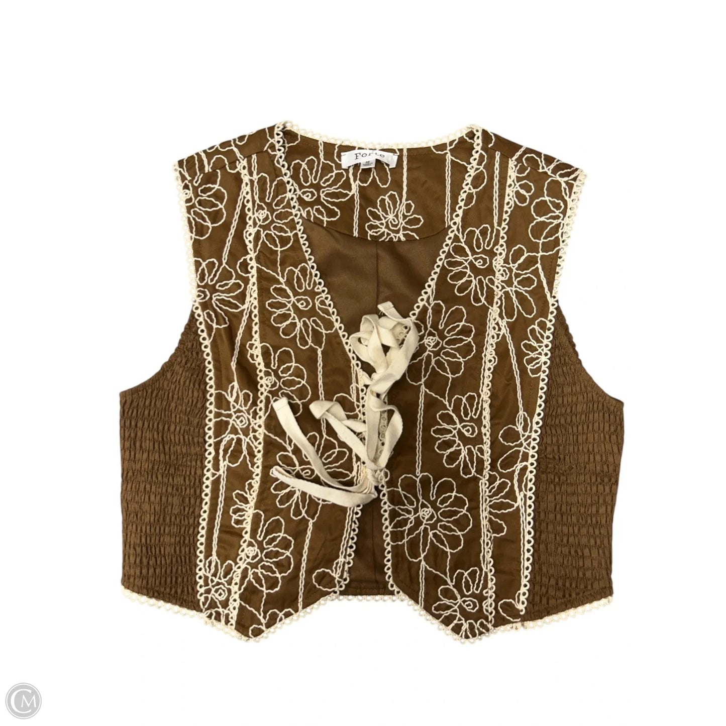 Vest Other By Clothes Mentor In Brown & Cream, Size: M