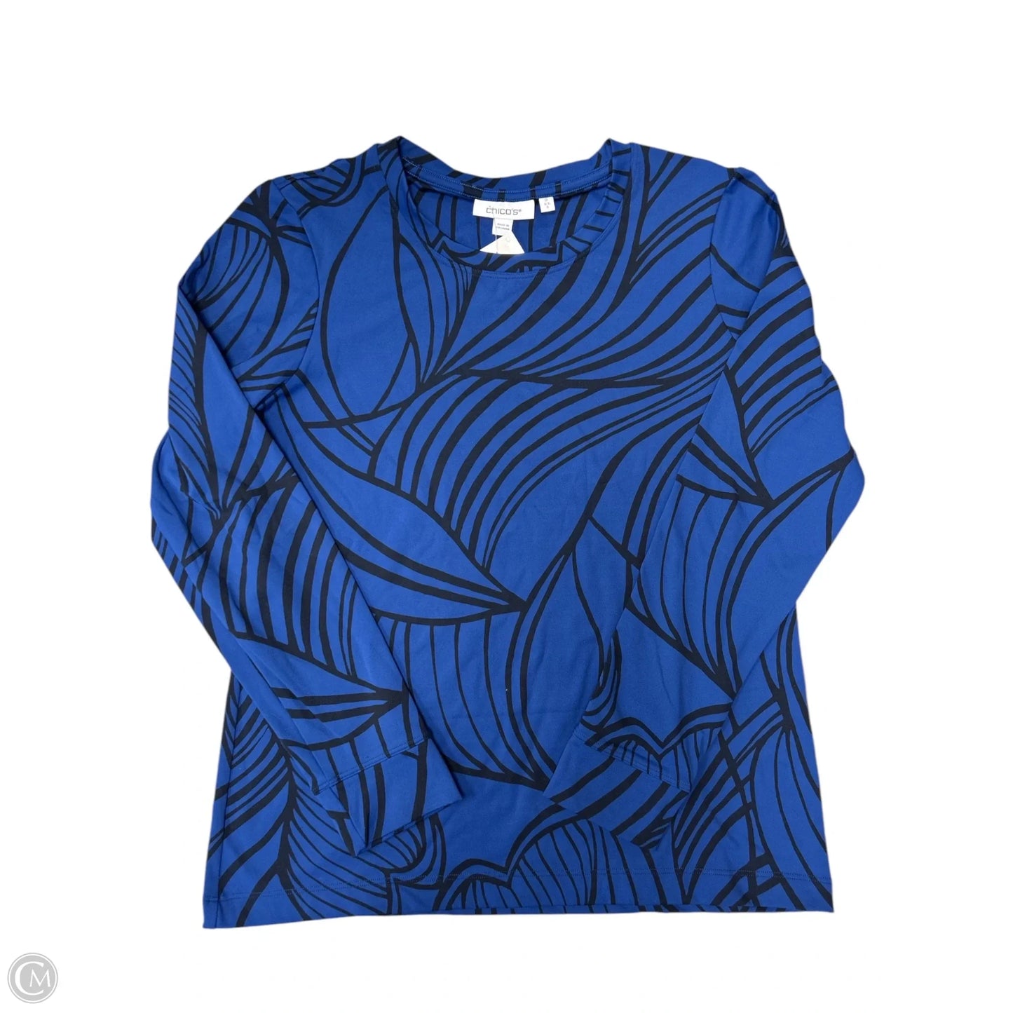 Top Long Sleeve By Chicos In Black & Blue, Size: S