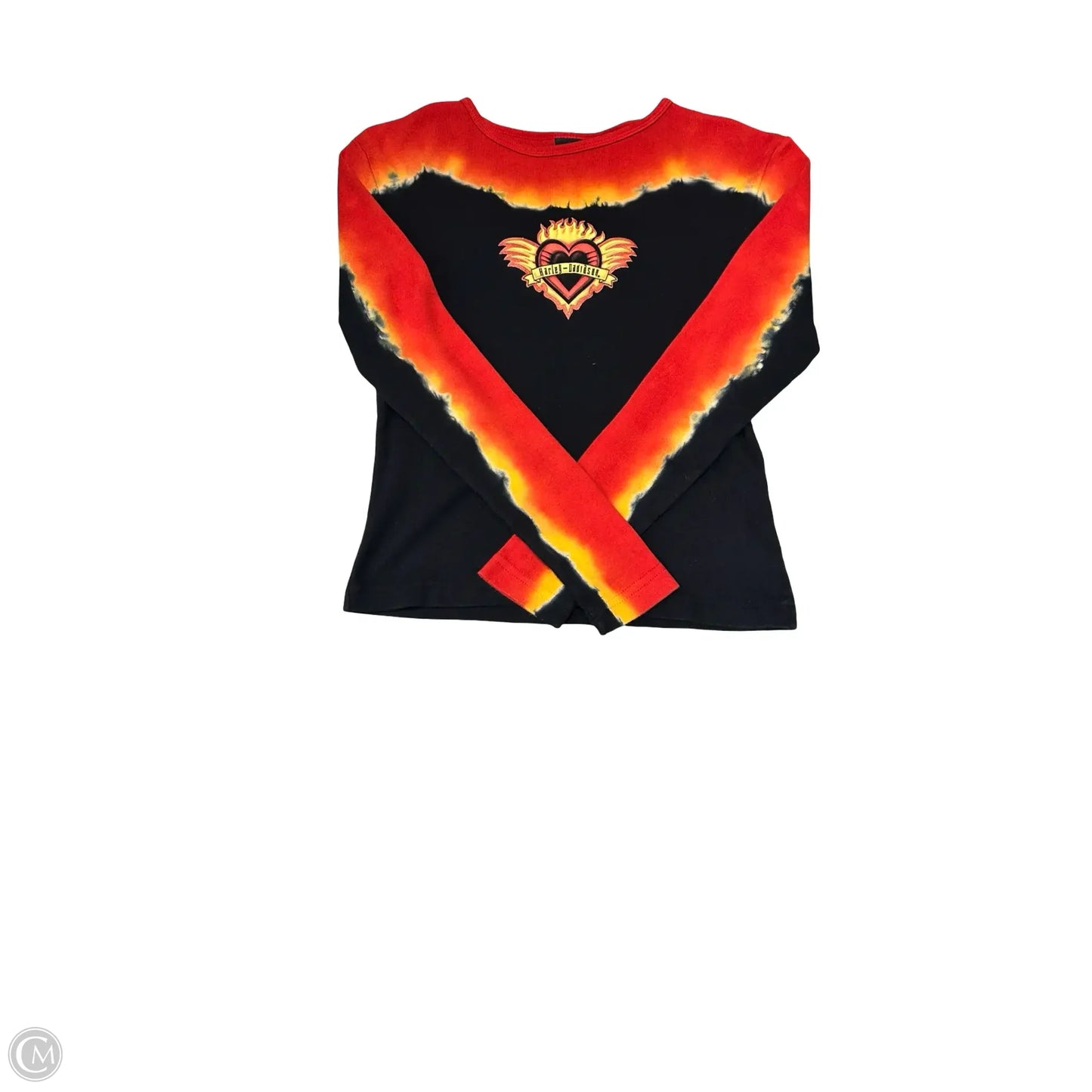 Top Long Sleeve By Harley Davidson In Black & Orange, Size: S