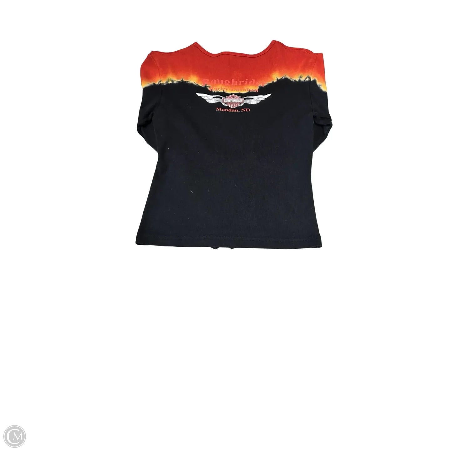 Top Long Sleeve By Harley Davidson In Black & Orange, Size: S