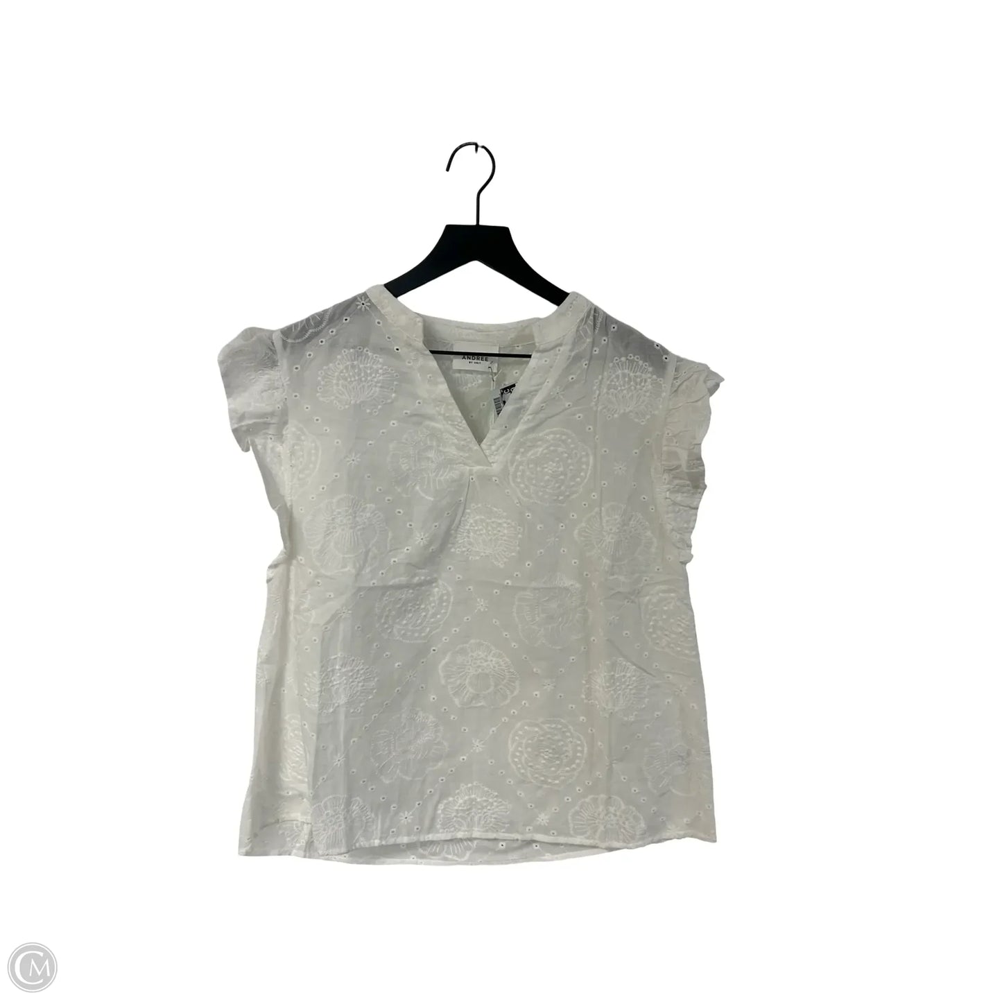 Top Short Sleeve By Andree By Unit In White, Size: M