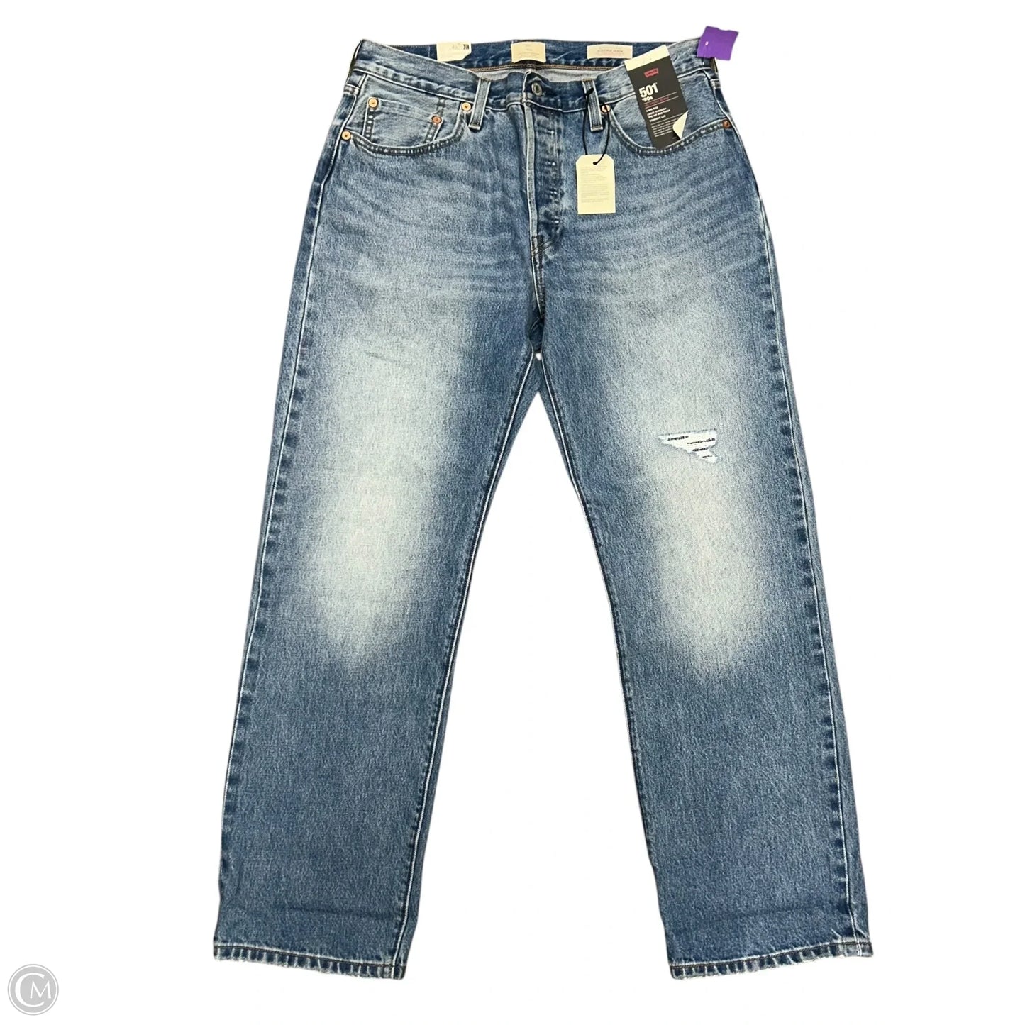 Jeans Straight By Levis In Blue Denim, Size: 12