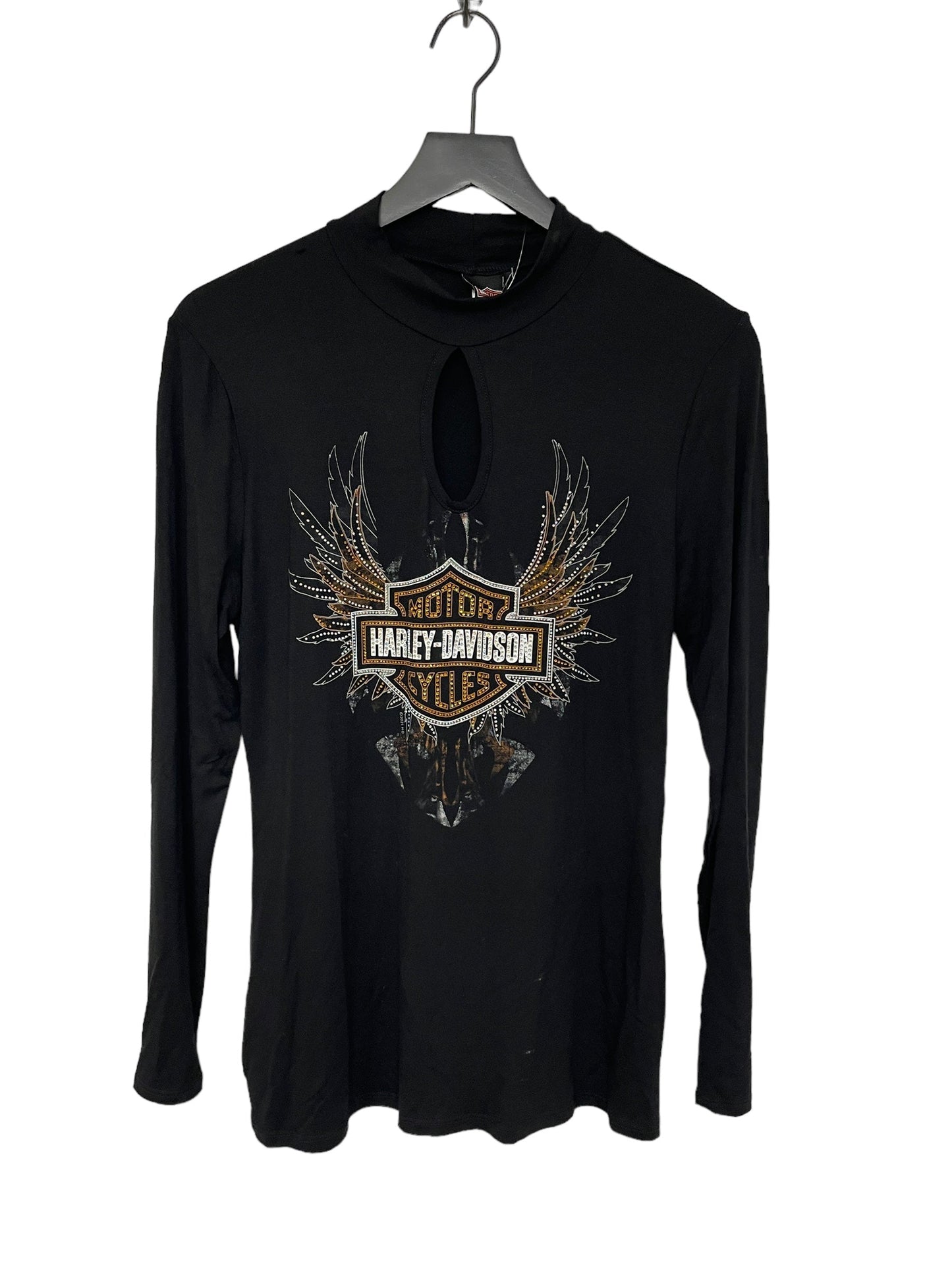 Black Top Long Sleeve Harley Davidson, Size L