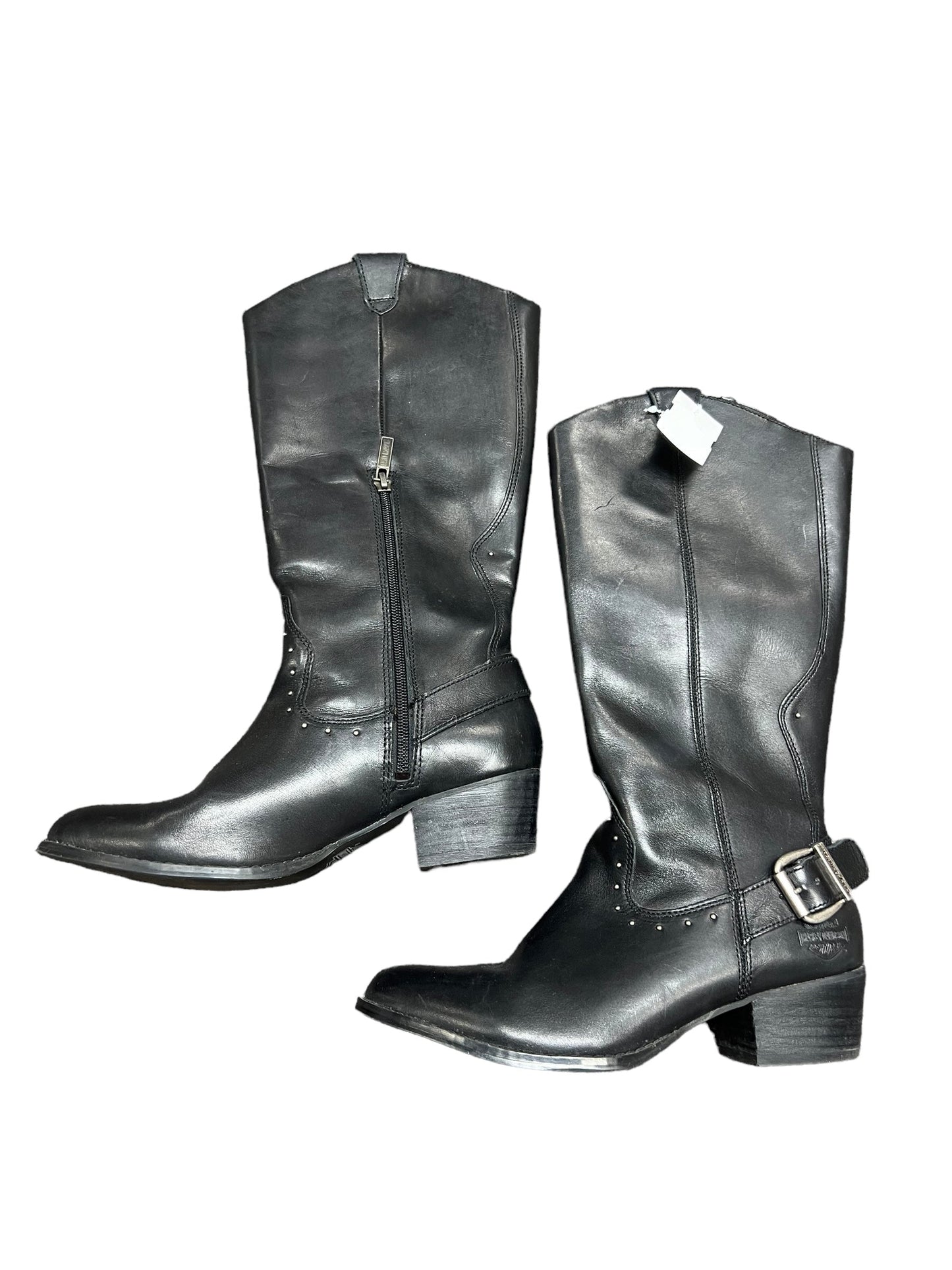Black Boots Leather Harley Davidson, Size 7.5