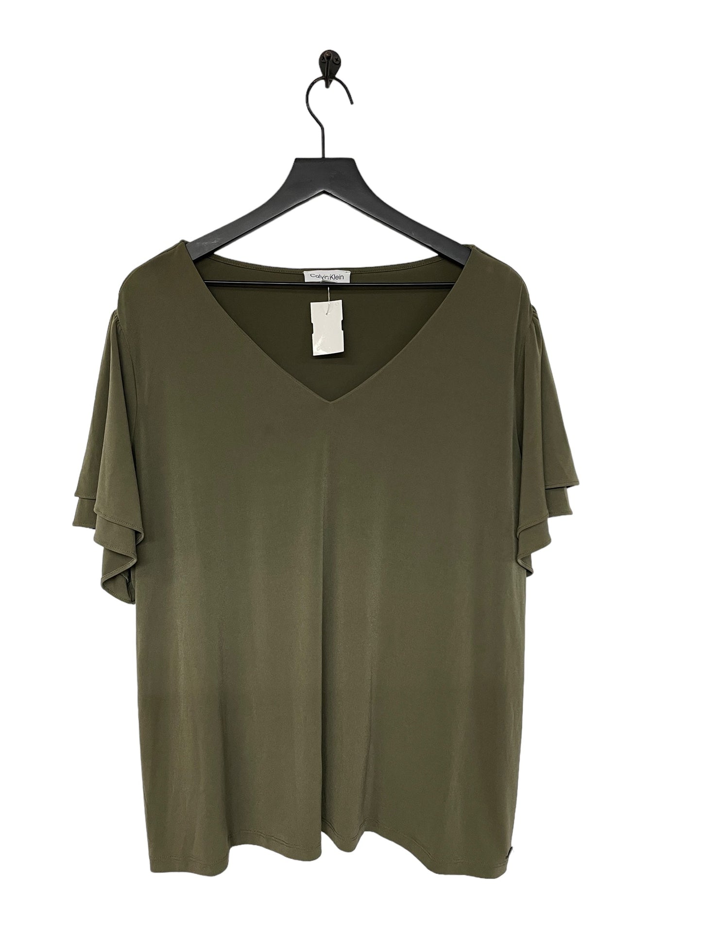 Green Top Short Sleeve Calvin Klein, Size 2x