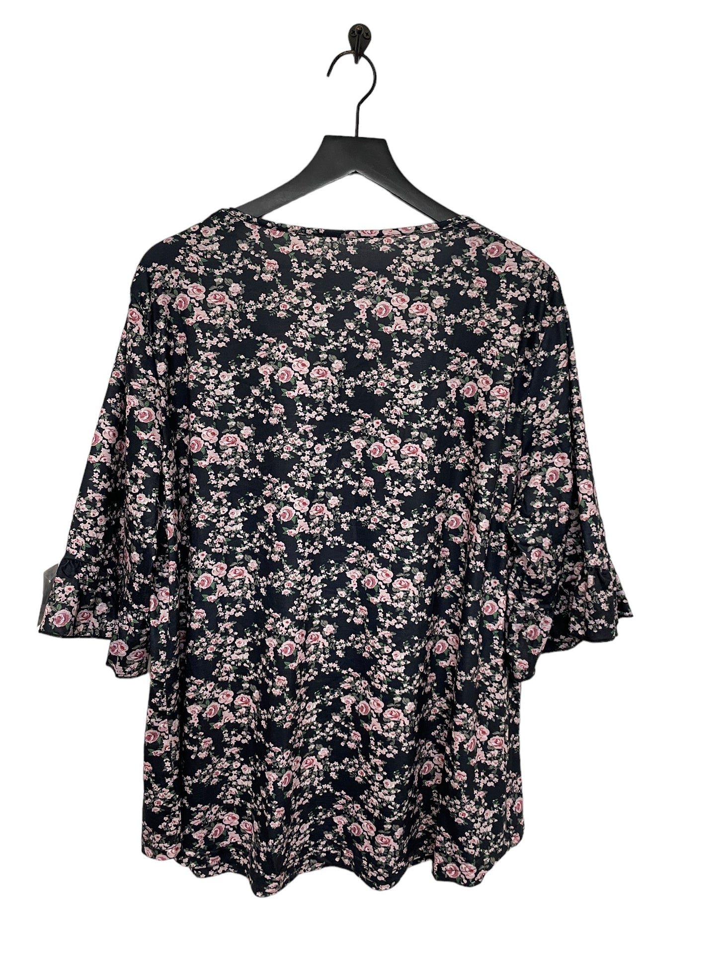 Floral Print Top Short Sleeve Cme, Size 3x
