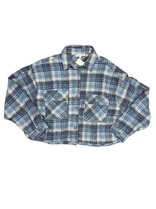 Jacket Shirt By Hyfve In Blue & White, Size: S