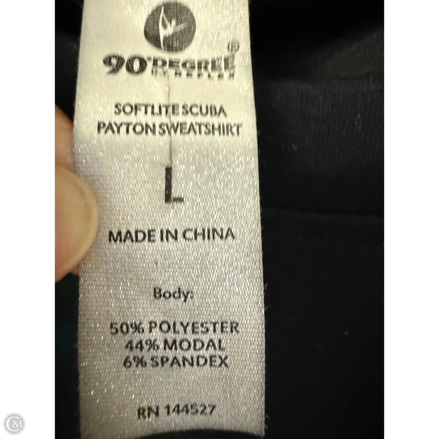 Athletic Top Long Sleeve Crewneck By 90 Degrees By Reflex In Black, Size: L