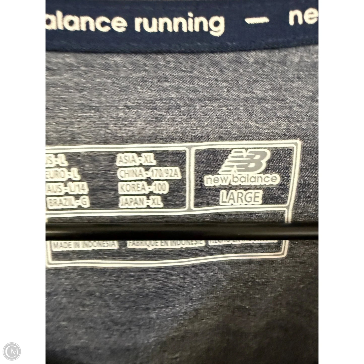 Athletic Top Long Sleeve Hoodie By New Balance In Blue, Size: L