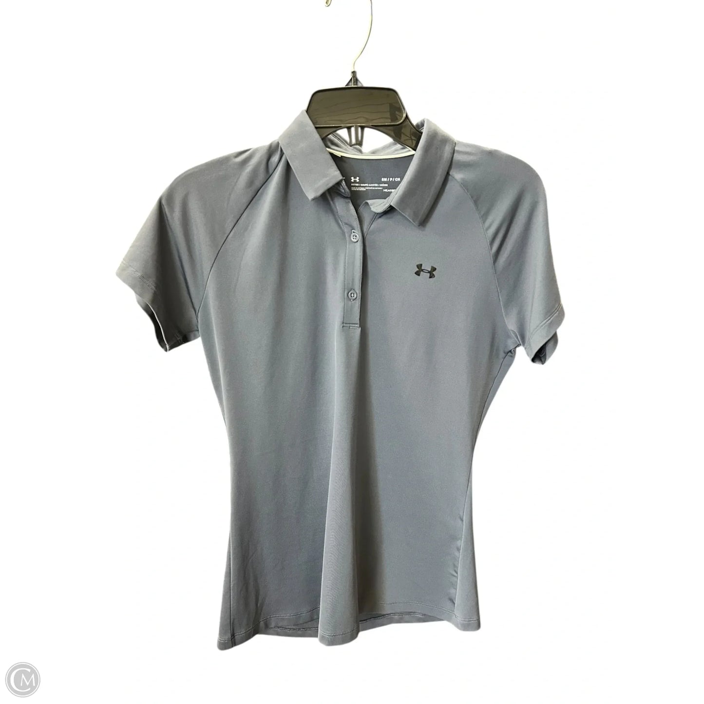 Athletic Top Short Sleeve By Under Armour In Grey, Size: S