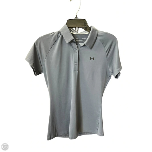 Athletic Top Short Sleeve By Under Armour In Grey, Size: S