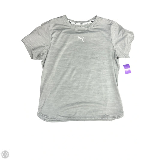 Athletic Top Short Sleeve By Puma In Grey, Size: M