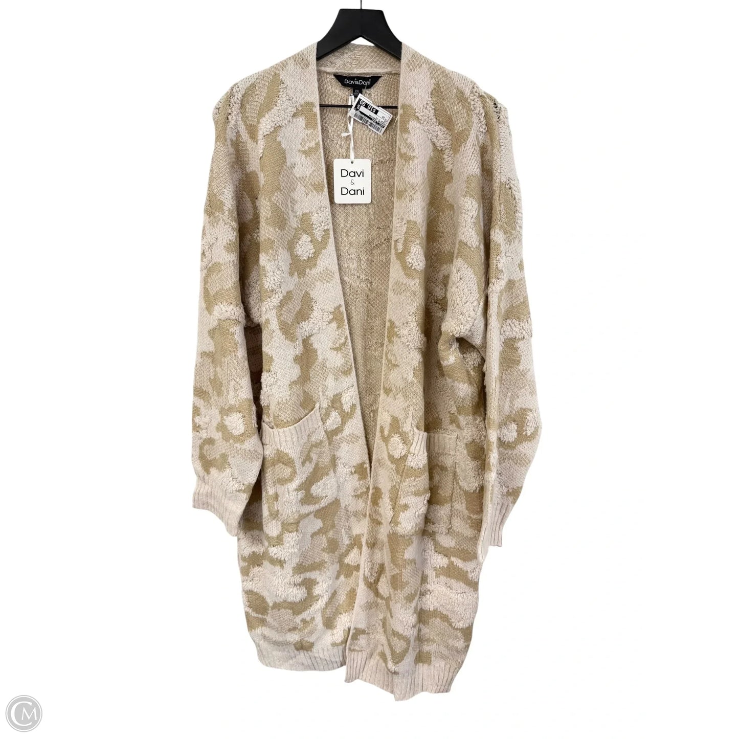 Sweater Cardigan By Davi & Dani In Cream & Tan, Size: 2x