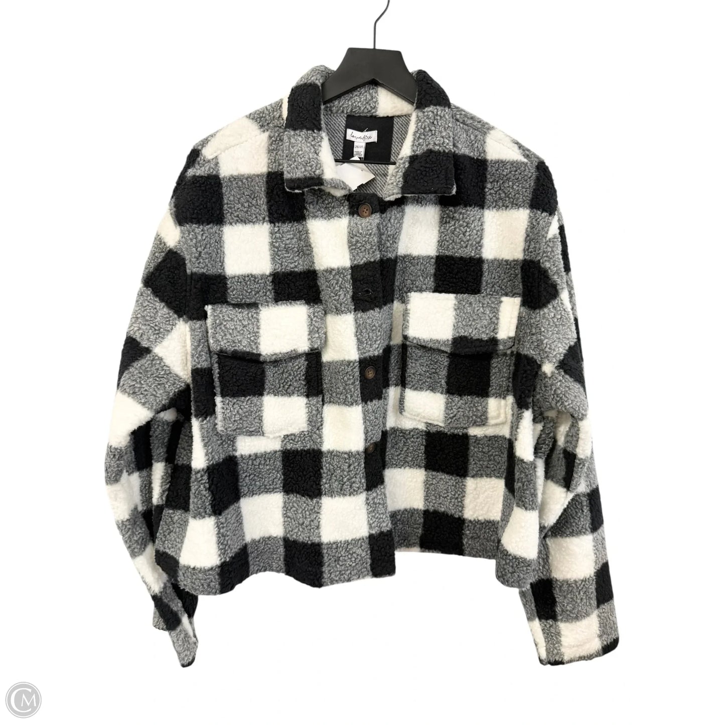 Jacket Fleece By Love Tree In Black & White, Size: 2x