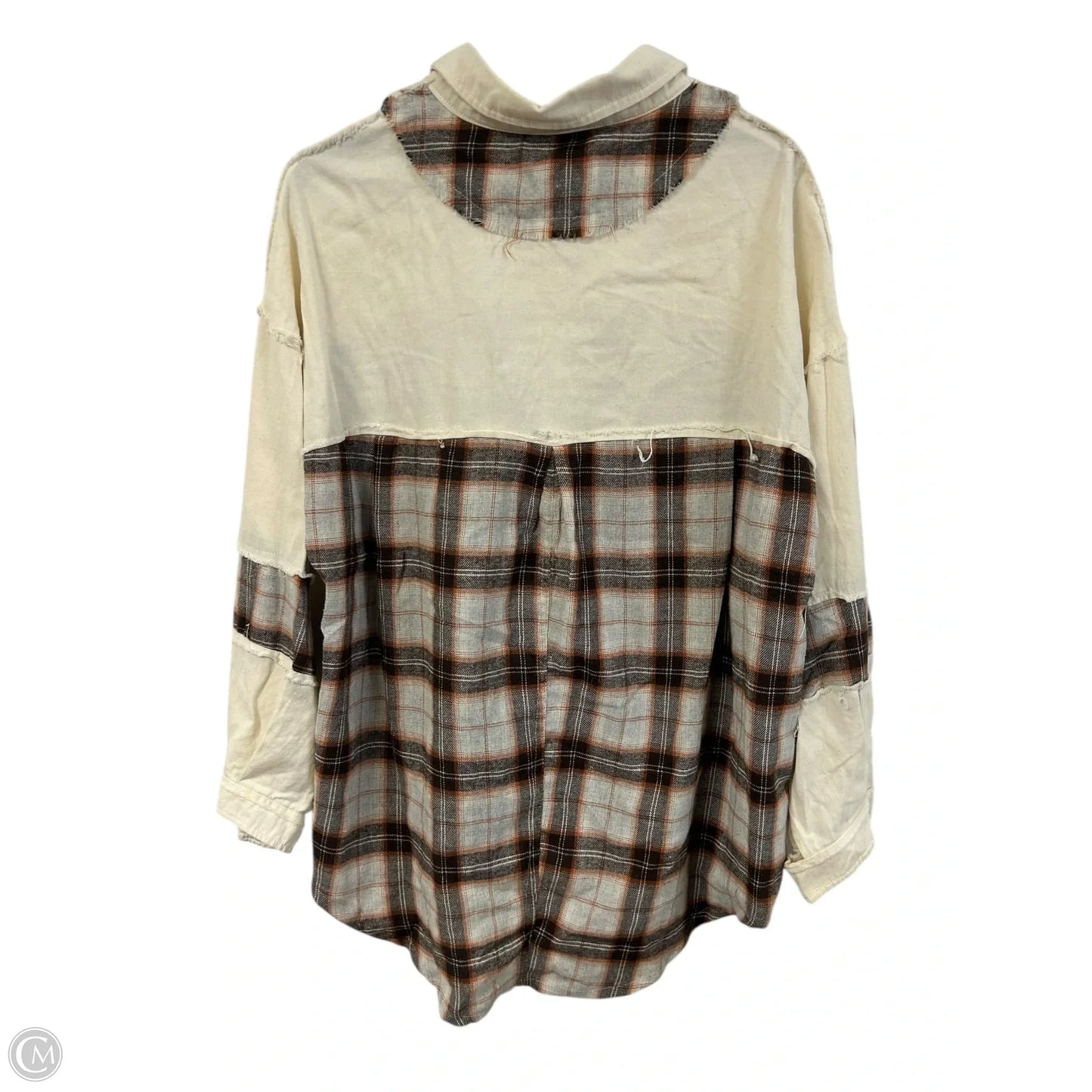 Blouse Long Sleeve By Pol In Brown & Cream, Size: S