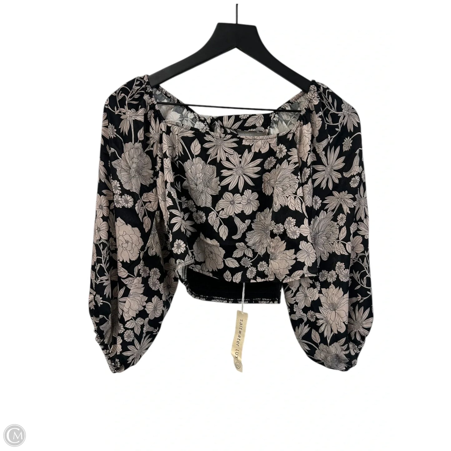 Top Long Sleeve By Cmb In Black & Tan, Size: S