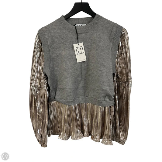 Top Long Sleeve By Thml In Gold & Grey, Size: M
