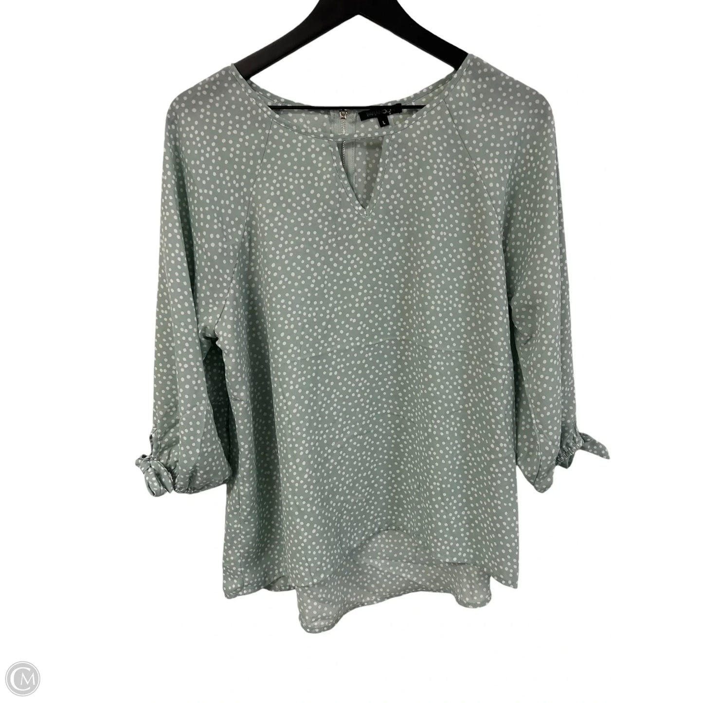 Top 3/4 Sleeve By Papermoon In Green & White, Size: L