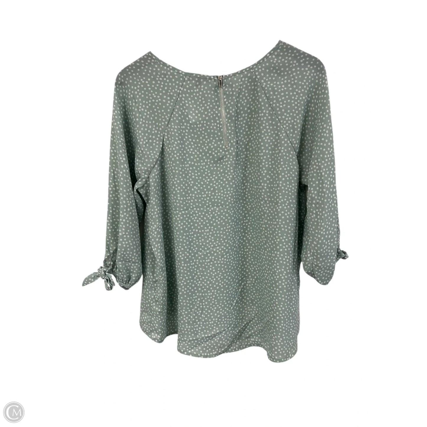 Top 3/4 Sleeve By Papermoon In Green & White, Size: L