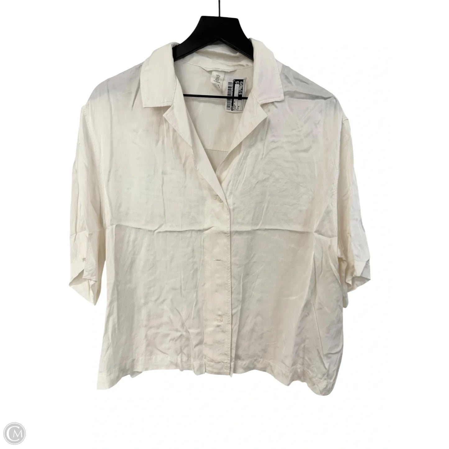 Blouse Short Sleeve By H&m In Cream, Size: M
