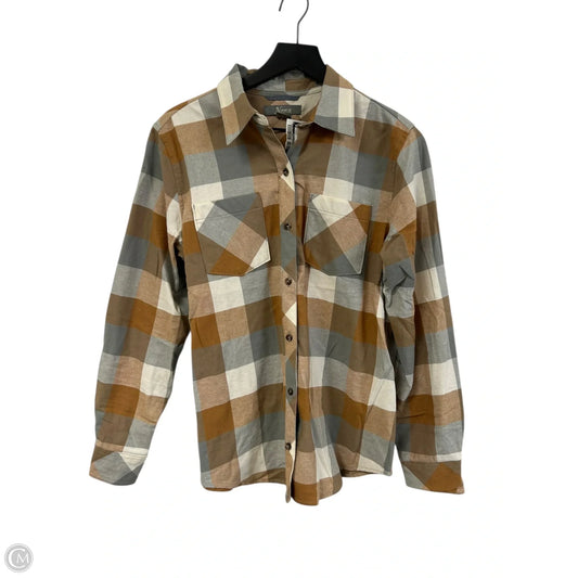 Blouse Long Sleeve By Natural Reflections In Grey & Yellow, Size: M