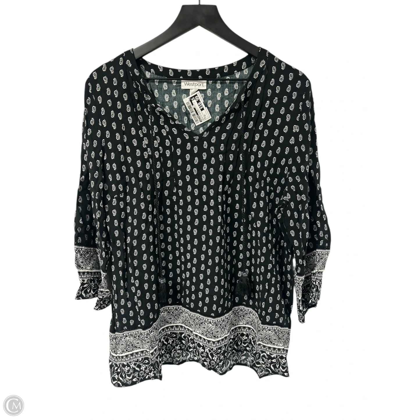 Top 3/4 Sleeve By Westport In Black & White, Size: Xl