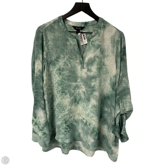 Top Long Sleeve By Simply Vera In Green & White, Size: Xl